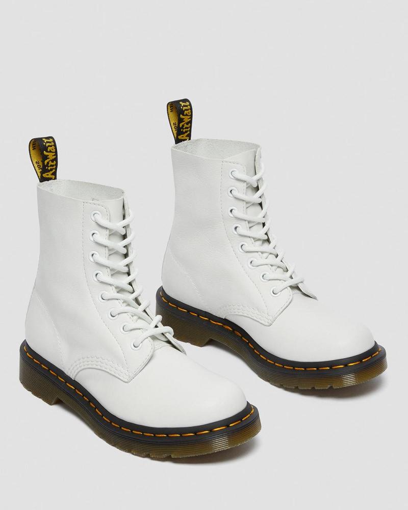 White Women's Dr Martens 1460 Pascal Virginia Leather Ankle Boots | CA 16VRW